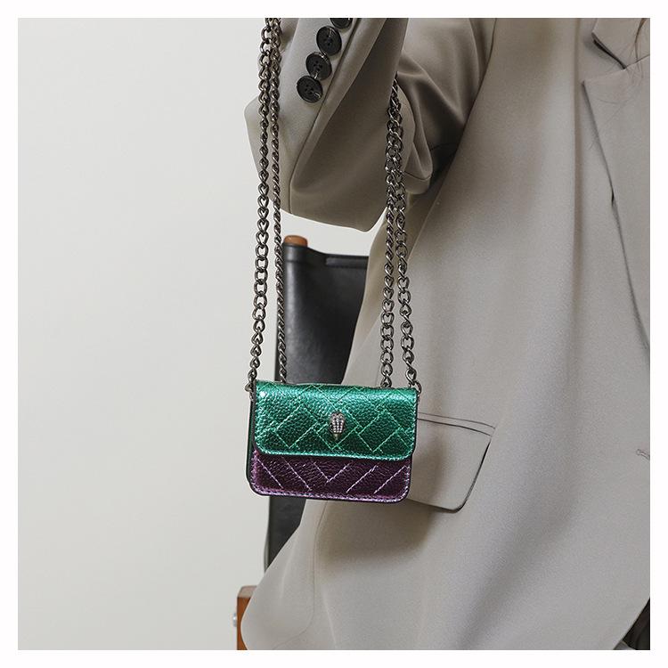 2025 Frühling/Sommer Diamantgesteppte Mini-Ketten-Tasche - Adlerkopf Bestickte Umhängetasche