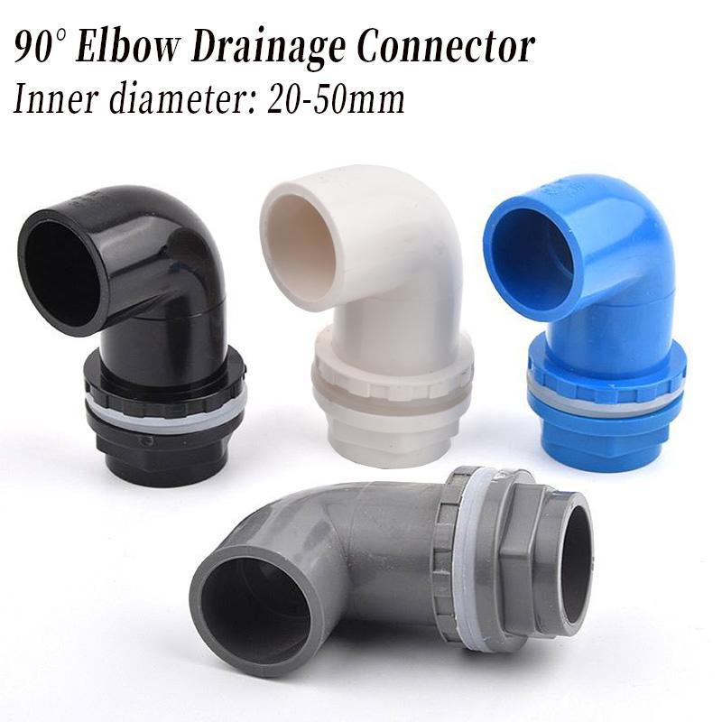 I.D20~50mm PVC 90° Bogen Ablaufverbinder Aquarium Fischbecken Überlaufverbinder Wassereinlass Auslass Zuleitung DIY Ablaufverschraubungen