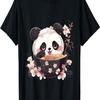 T-shirt Otaku Kawaii Anime Panda Mangia Ramen Fiori di Ciliegio(4)
