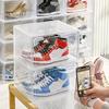 Clear Shoe Storage Box with Magnetic Door Large Capacity Stackable Transparent Dustproof Shoe Display Organizer Container