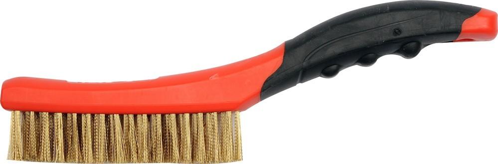 Wire brush, brass wire, 4 rows, plastic handle / YT-6344 / YATO