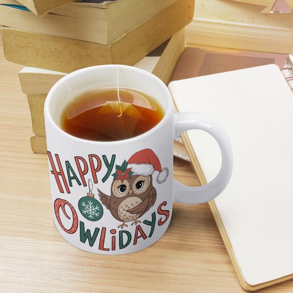 1pc 11oz blank ceramic mug, double-sided printed drink cup, simple modern style, solid ceramic handle, convenient for hot or cold drinks