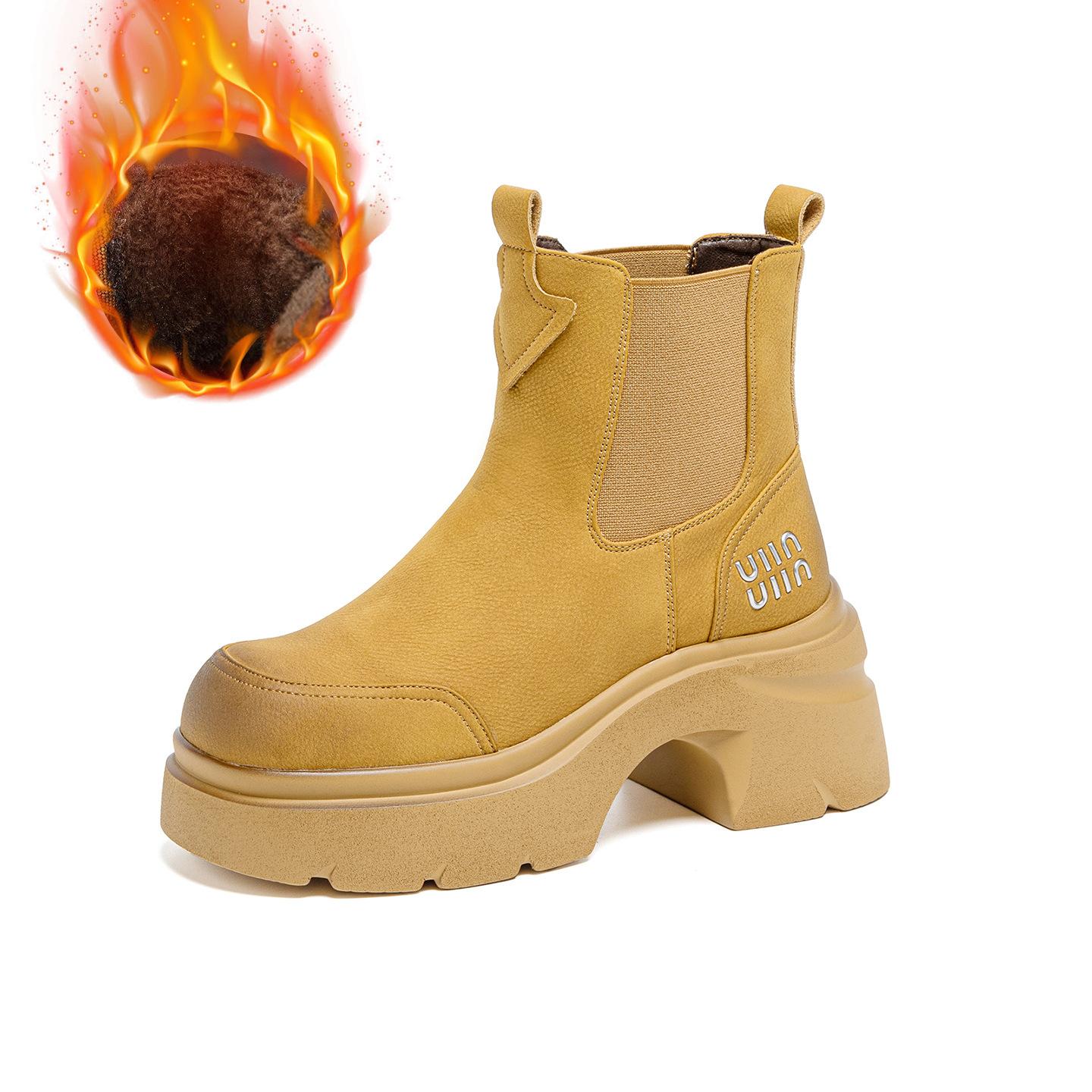 

Thick-soled Height-increasing Women s Shoes for Casual Wear, Versatile Chimney Boots for Women 39 жовтий