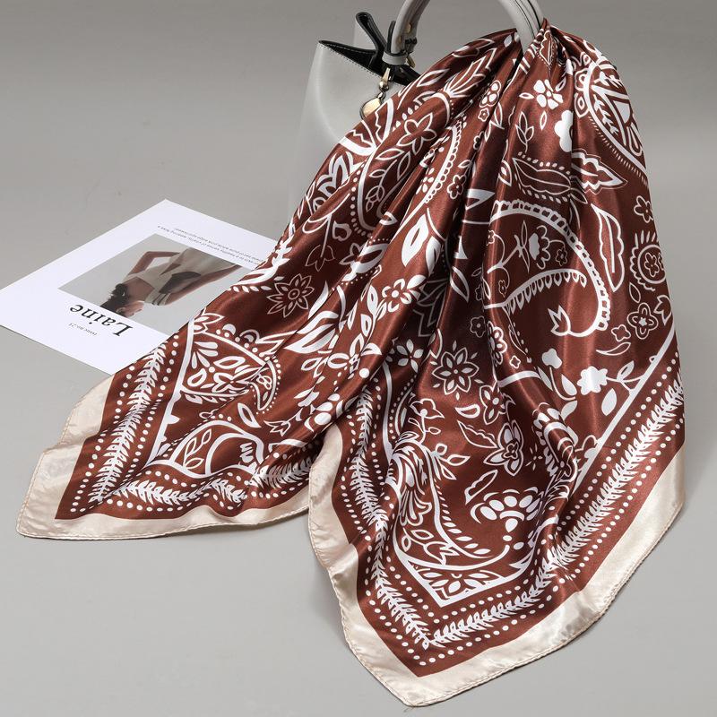 90 Square Scarves, Silk Scarves, Women's New Spring and Summer High-end Sense Versatile, Thin Scarves, Shawls Outside
