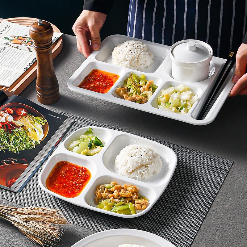 Speiseteller, unterteiltes Speisetablett, Lunchbehälter, Speiseteller für die Schulkantine, 3/4/7-teilig, Küchenfachteller
