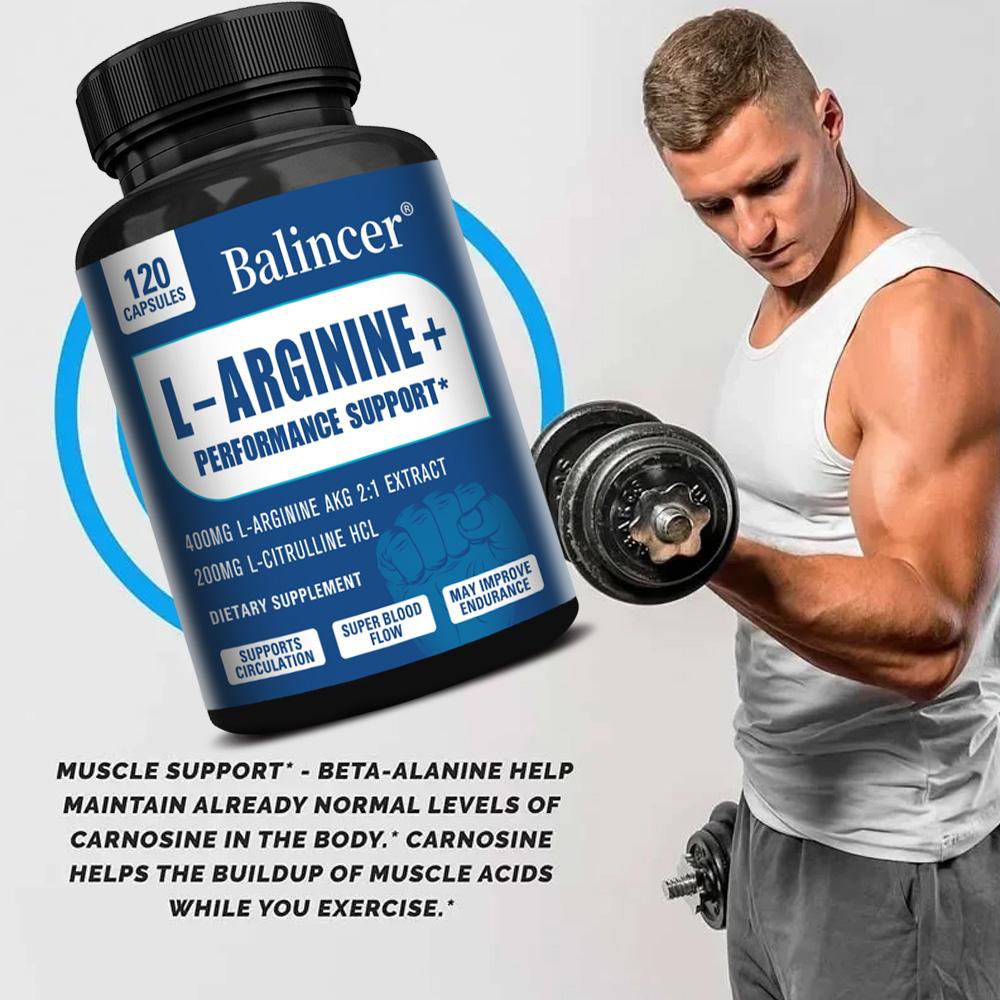 L-Arginin Plus L-Citrullin Kapseln, Leistungsunterstützung & Kreislauf-Supplement, 120 Stück