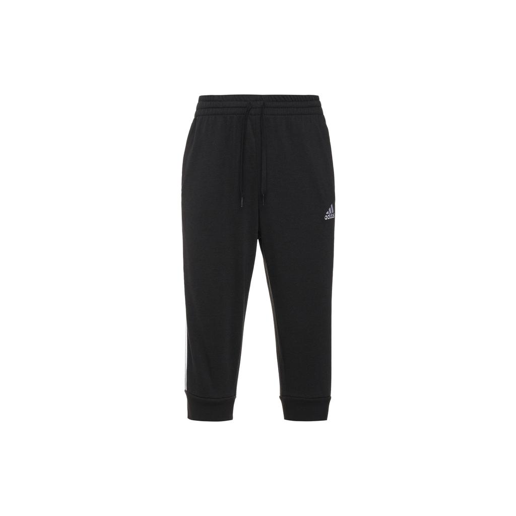 adidas Essential 3-Stripes Knit Cuff 3/4 Sweatpants Men Bottoms Black GK8987
