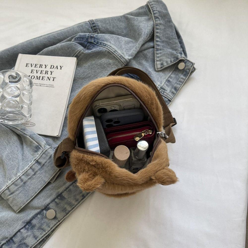 Cute Cartoon Capybara Crossbody Bag Coin Purse Shoulder Bag Large Capacity Zipper Mobile Phone Pouch