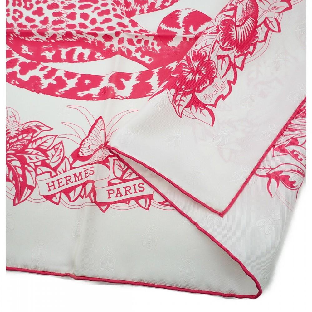 HERMES   scarf white/pink silk Women
