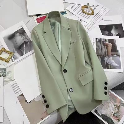 Women's Solid Color Casual Pocket Blazer Suit Korean Fashion Long Sleeve Cardigan Multi Colors Blazers Jackets