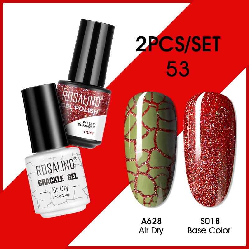 ROSALIND Cracked Gel Nail and Polish Nail Gel Kit Nail Varnish Hybrid Crackle Manicure Art UV Gel Semi Permanent 2PCS