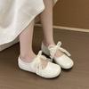 French single shoes bow lace fashion single shoes women's summer wear 2025 new square head Mary Jane single shoes