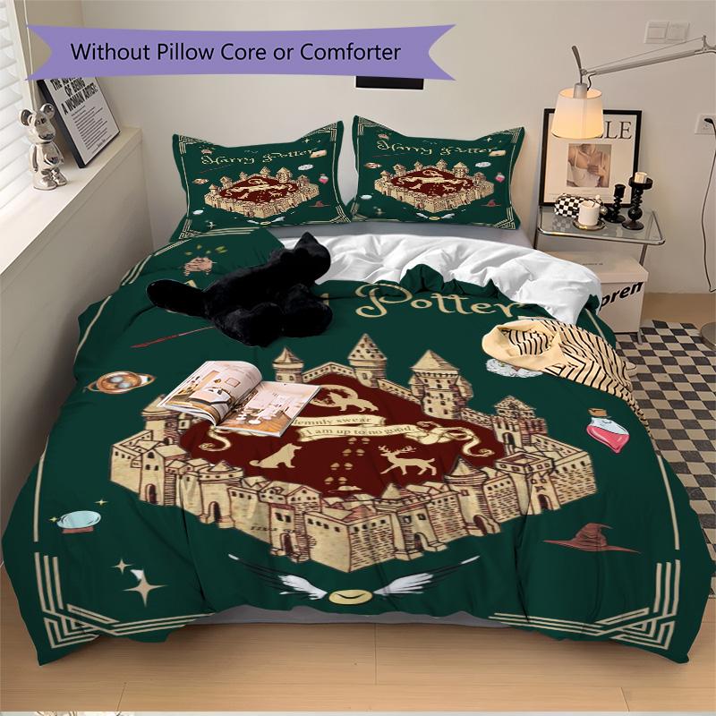 Harry Potter Magical Castle Print 3Pcs Bedding Setduvet Cover With 2 Bedropillowcase Home Birthday Gift