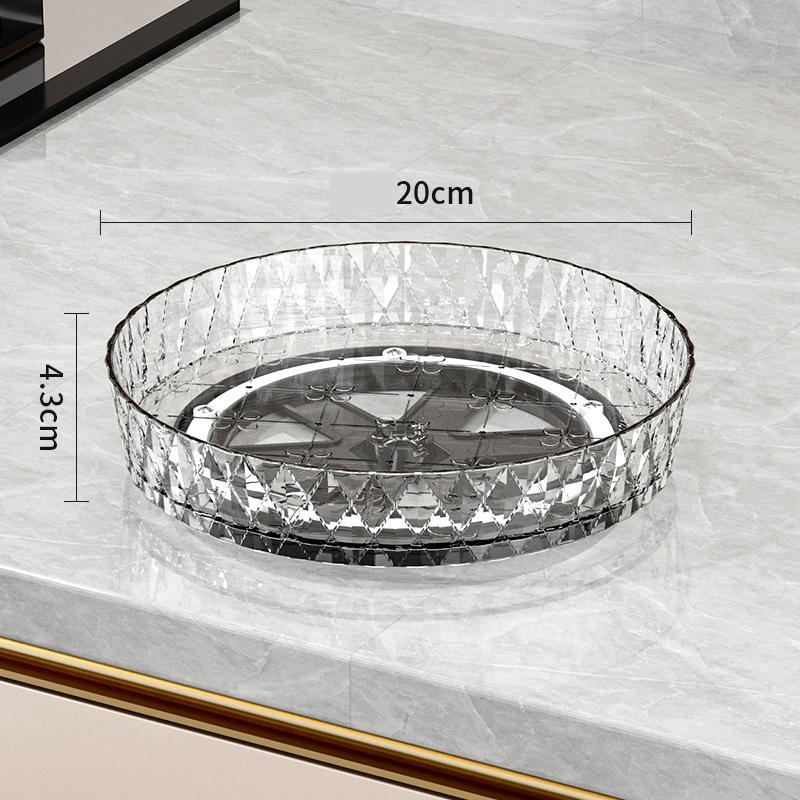 Diamond Texture 360° Rotating Storage Tray, Luxury Transparent Round Desktop Organizer Turntable for Cosmetics & Spice Bottles