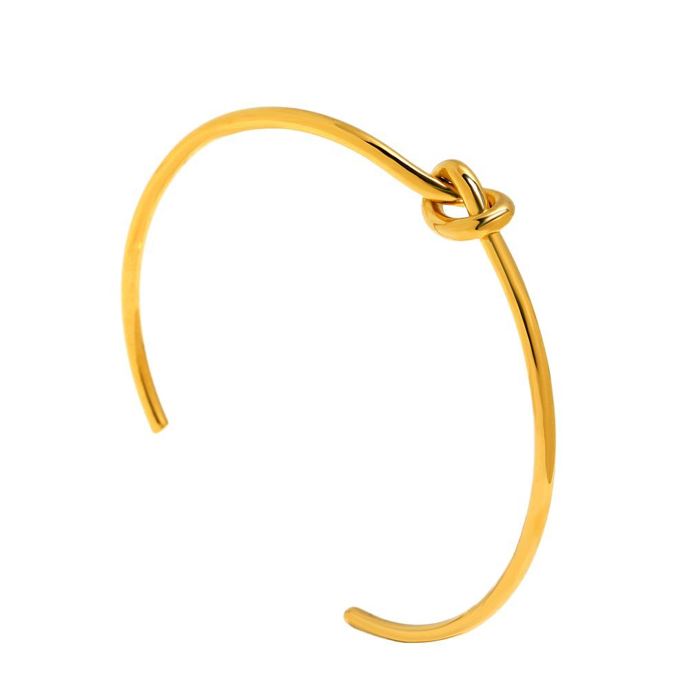 Modern Gold Knot Bangle for Women - Simple, Elegant, Open Design