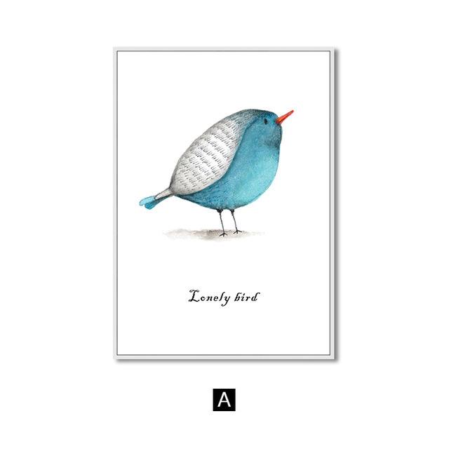 

Мультфильм милые птицы детская настенная живопись на холсте скандинавские украшения плакат и принты картинки для гостиной домашний интерьер 21*30cm