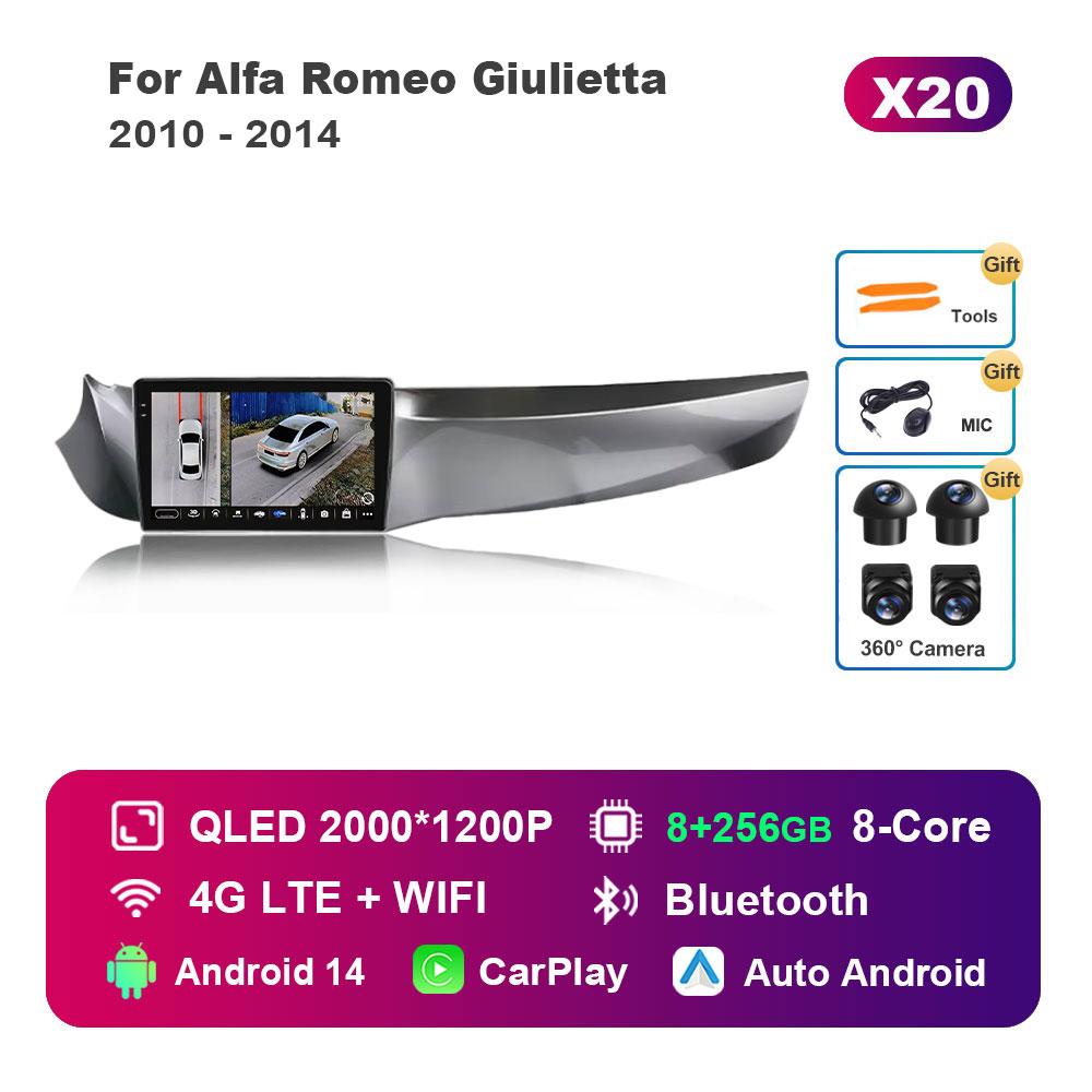 Android 14 System Car Radio Multimedia Player for Alfa Romeo Giulietta 2010 - 2014 GPS Navi WiFi IPS Touch Screen DSP Stereo 4G