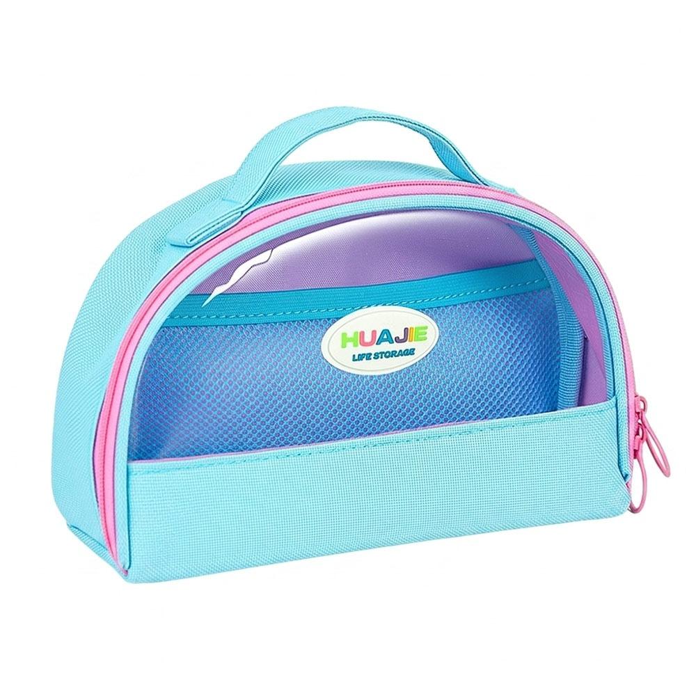 Multi-layer Pen Bag Macaron Color Pencil Pouch Waterproof Stationery Bag  Students синий