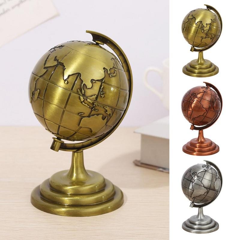 Luxury Office Decor Ornaments Vintage World Globe Metal Decorative Crafts Modern Home Living Room Study Desk Decorations