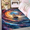 1PC Mystical Starry Vortex and Sailboat Print Carpet Rug for Living Room Bedroom Sofa Doormat Home Decor Non-slip Floor Mat