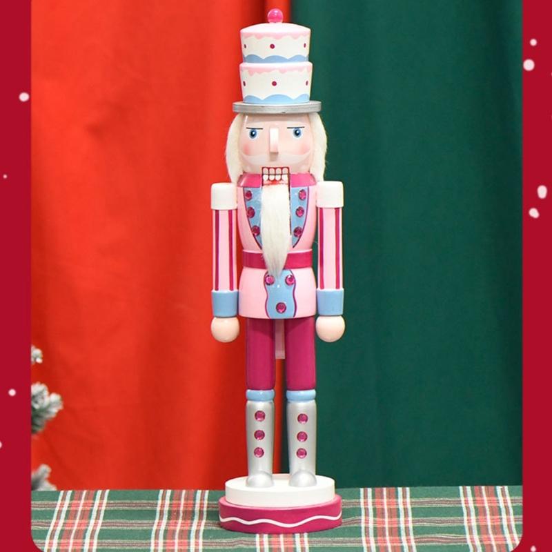 Classical Wood Cake Hat Nutcrackers Soldier 38cm Holiday Decorative Figurine for Mantle and Table Centerpieces Decors