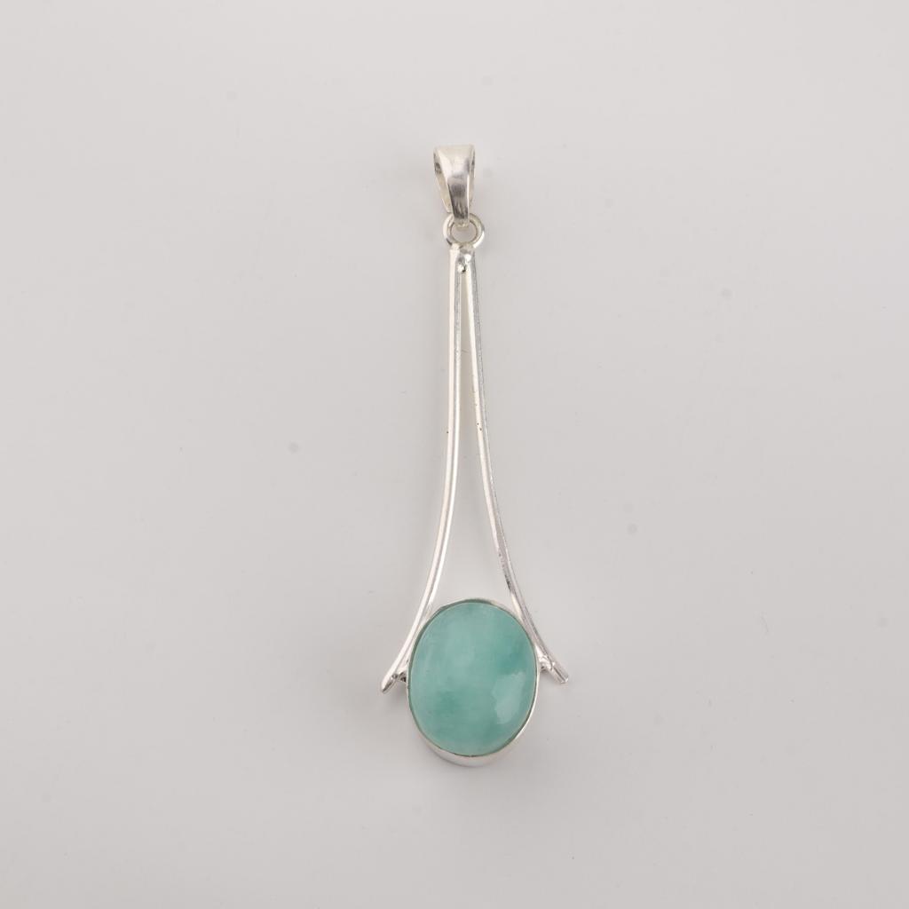 Natural Amazonite Gemstone 925 Sterling Silver Handmade Jewelry Designer Pendant 1.79" PP-69-28