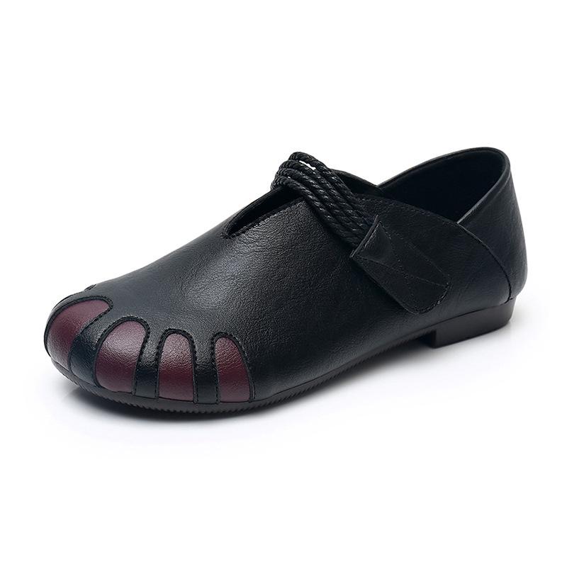 2026 Spring/Autumn Retro Soft Sole Mother's Flat Shoes – Comfortable Style for Middle-Aged and Elderly.