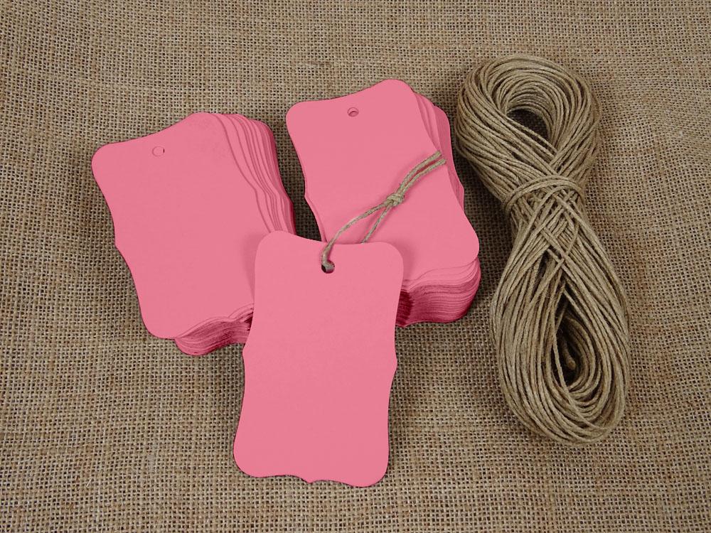 100 peças de etiquetas para pendurar lembrancinhas de casamento Bonbonniere, cartão de presente, formato retangular, com barbante de juta natural grátis