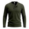 Men's Long Sleeve Loose Fit Ribbed Breathable Henley Shirt Button Placket Casual Pullover Top