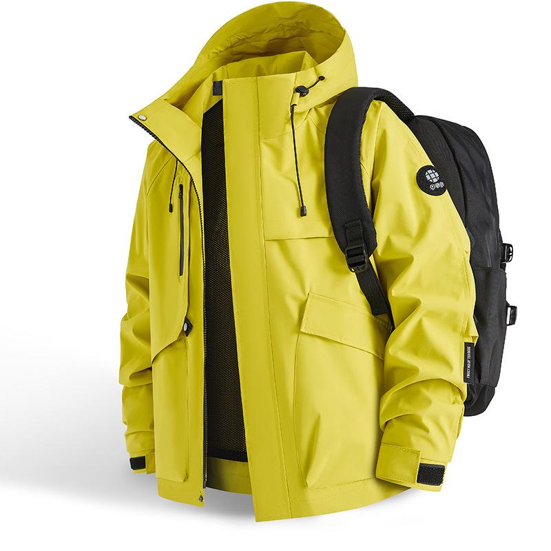 Spring and Autumn New Men's and Women's Outdoor Shock Clothes Windproof Waterproof Mountaineering Suit Hooded Pure Color Couple Jacket Jacket