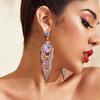 Stoenfans Rhinestone Drop Earrings for Women Drag Queen Accessories Large Bling Crystal Statement Dangle Earring Jewelry