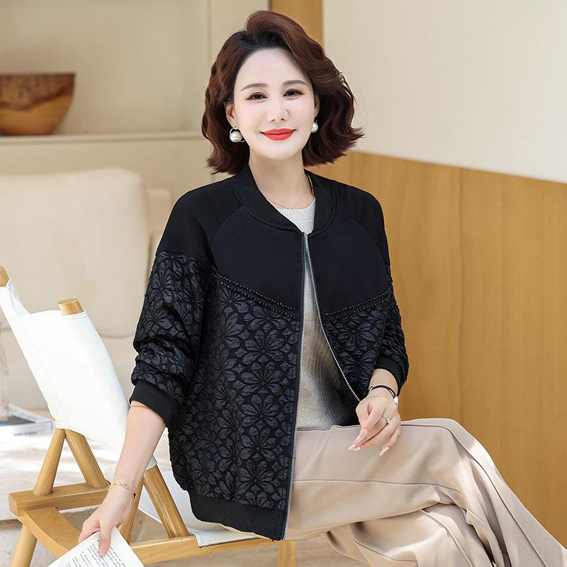

Spring New Arrival: Casual Printed Baseball Jacket for Middle-aged & Elderly Women - Zipper Cardigan 5XL [150-165 jin]