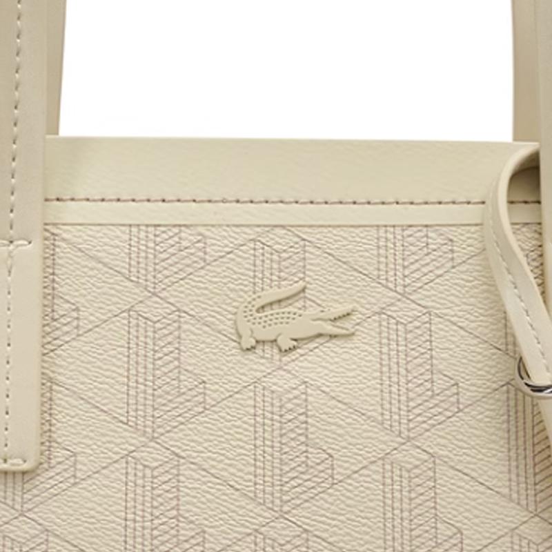 Lacoste Fashion Commuter Large Capacity PVC Tote Bag Shopping Bag Shoulder Bag Women tote bags Off-white NF5001ZE-Q56