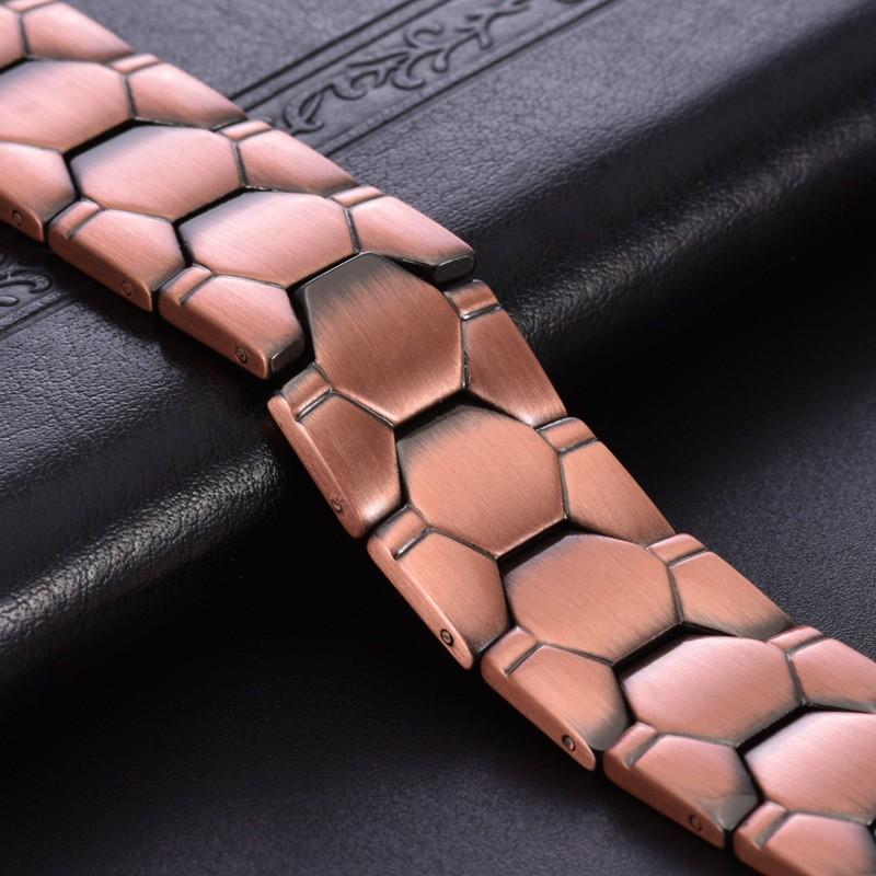 Adjustable Wide Titanium Steel Copper Magnetic Bracelet Men Women Vintage Style Geometric Fashion Accessory