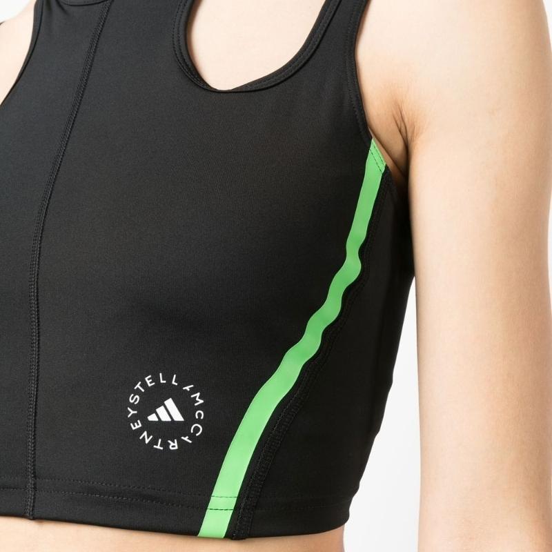Adidas Striped Sleeveless Sports Tank Top Women Tops Black HR4483