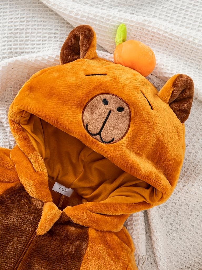 Cute Halloween Cosplay Costume, Birthday Party Gift, Unisex Capybara Onesie for Photo Ops, Capybara-Themed Zip-Up Hooded Bodysuit Christmas