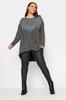 Women's Big Size Blouse Plus Size Crew Neck Long Sleeve Sequin Embroidered Blouse 302911