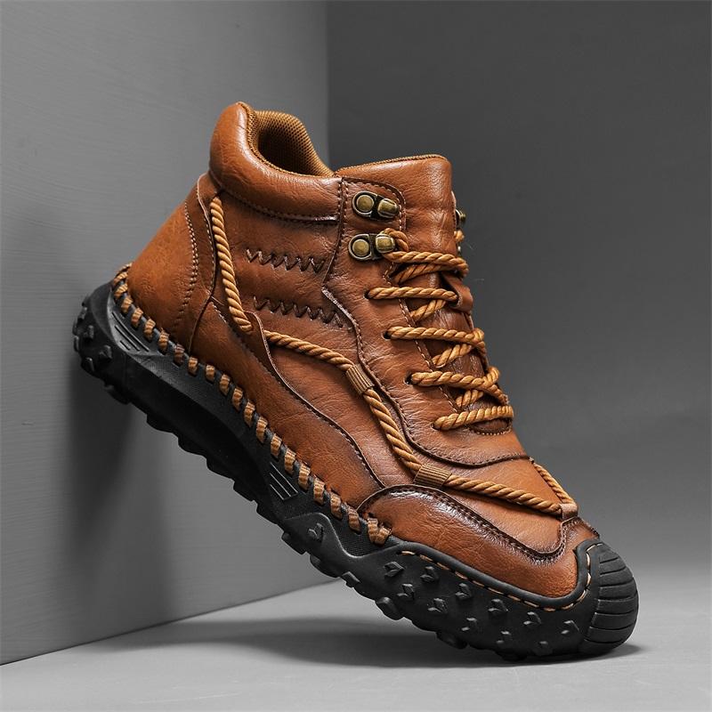 Autumn/Winter Men's Genuine Leather Ankle Boots Non-slip Casual High Top Men's Ankle Boots