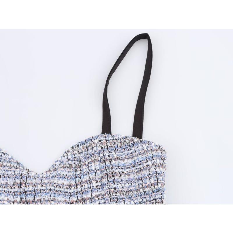 European & American Style Halter Tank Top: Women's Summer Tweed Heart-Neck Design