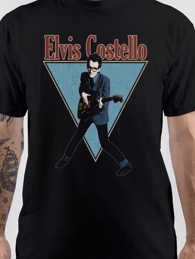vtg Elvis Costello BLACK T-shirt short sleeve All sizes S-5XL XA1123 Unisex T-Shirt XL