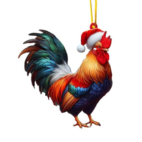 Christmas Ornaments for Tree Acrylic Cartoon Animal Car Rear Mirror Hanging Charm 2D Flat Cat/Dog/Bear/Rabbit Pendant for Tree Auto Interior Accessory