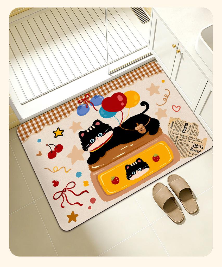 Kitten soft diatom mud non-slip absorbent floor mat toilet door toilet quick drying mat bathroom toilet carpet