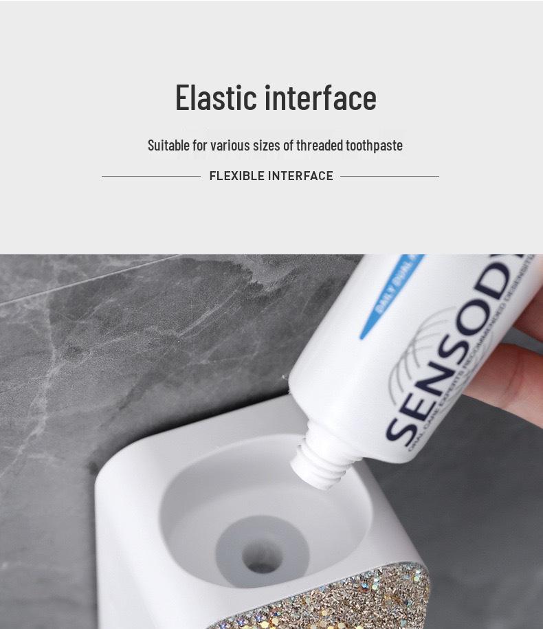 Rhinestone Automatic Toothpaste Squeezer & Holder - Punch-free Bathroom Accessory