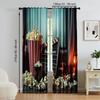 2 Pcs   Versatile Polyester Transparent Curtains for Home Decoration Vintage Home Cinema for Use In Bedrooms and Living Rooms