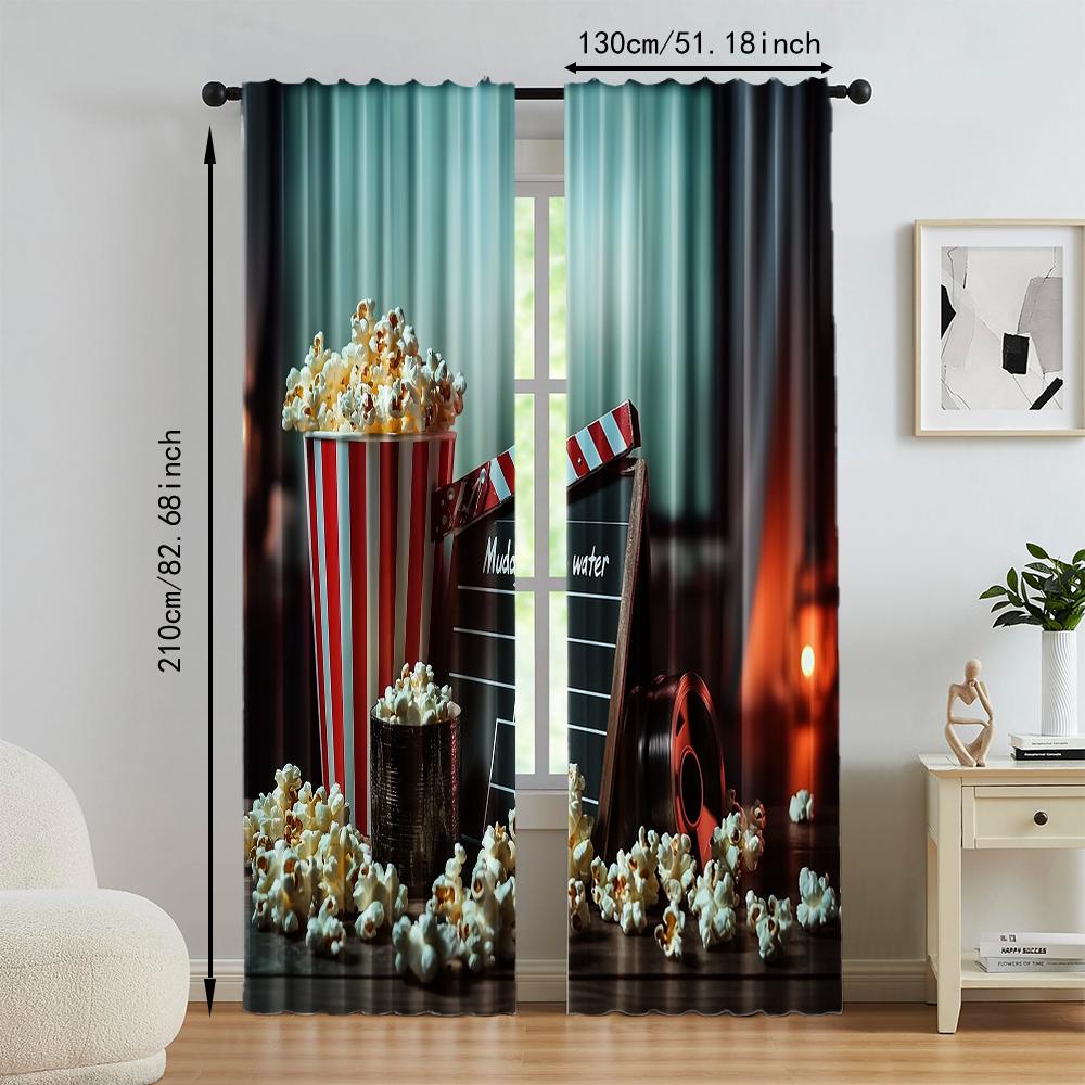 2 Pcs   Versatile Polyester Transparent Curtains for Home Decoration Vintage Home Cinema for Use In Bedrooms and Living Rooms