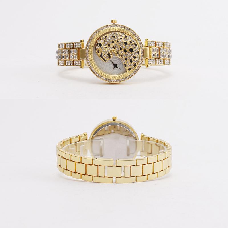 Leopard Head Women Watches Rhinestone Quartz Ladies Jewelry Bracelet Watch