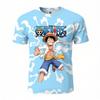 Sommer Unisex Einteiler Piraten Luffy Anime 3D Digitaldruck Kurzarm T-Shirt Lässiges Lockeres Rundhals Top