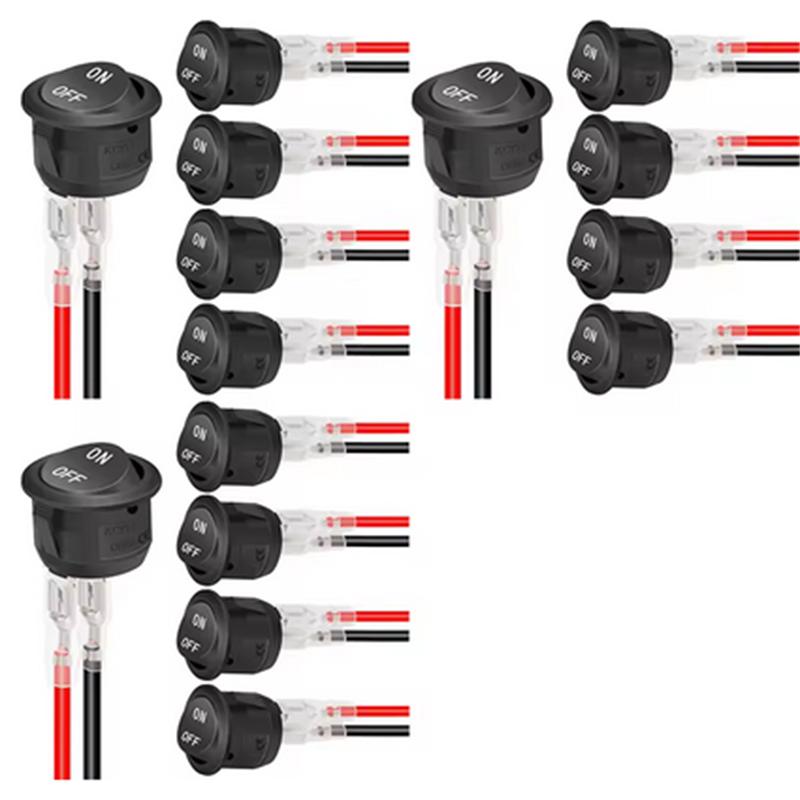 Interruptor de balancim redondo de 12 V AC 6A/250 V 10A/125 V SPST 2 pinos 2 posições interruptor de alternância liga/desliga para carro barco automotivo RV preto