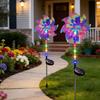 Luz de Catavento Solar, Giratório Cinético de Vento Luz de Jardim com Brilho LED que Muda de Cor, Catavento Arco-Íris Holográfico Luz de Caminho para Quintal Externo