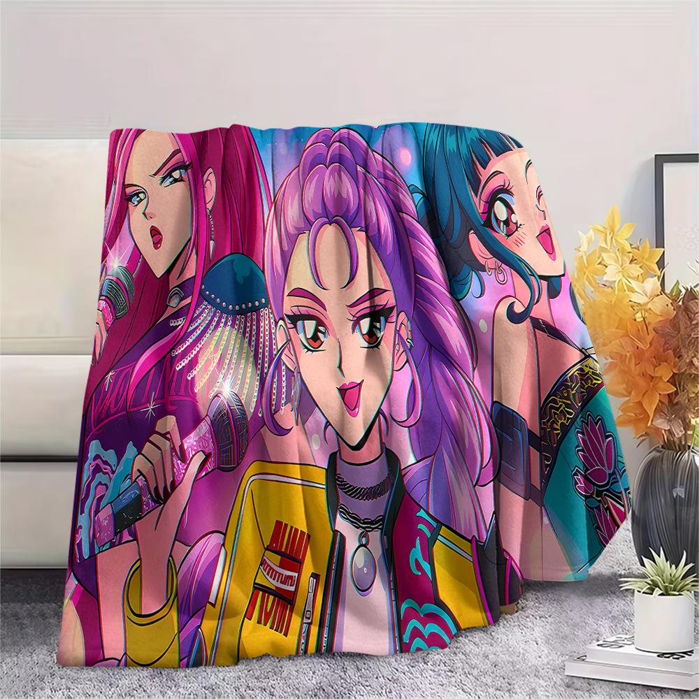 1pz Coperta in Flanella con Stampa Kpop Demon Hunters, Alta Qualità, Per Tutte le Stagioni, Decorazione per la Casa, Calore e Comfort, Perfetta per Regali di Natale